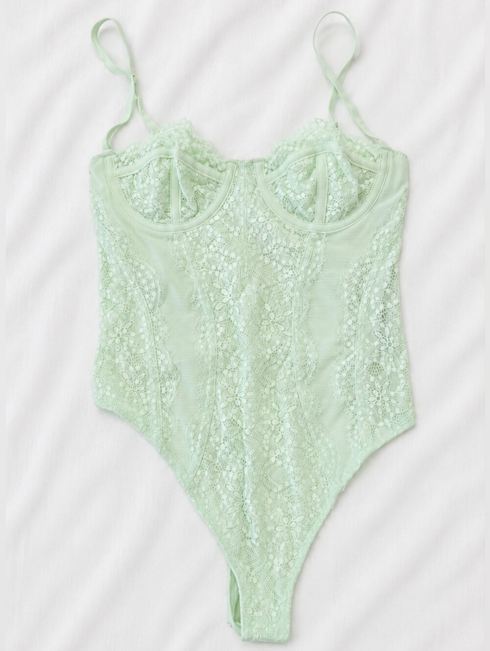Urban Outfitters Out From Under Modern Love Lace Corset Bodysuit in Mint Size S